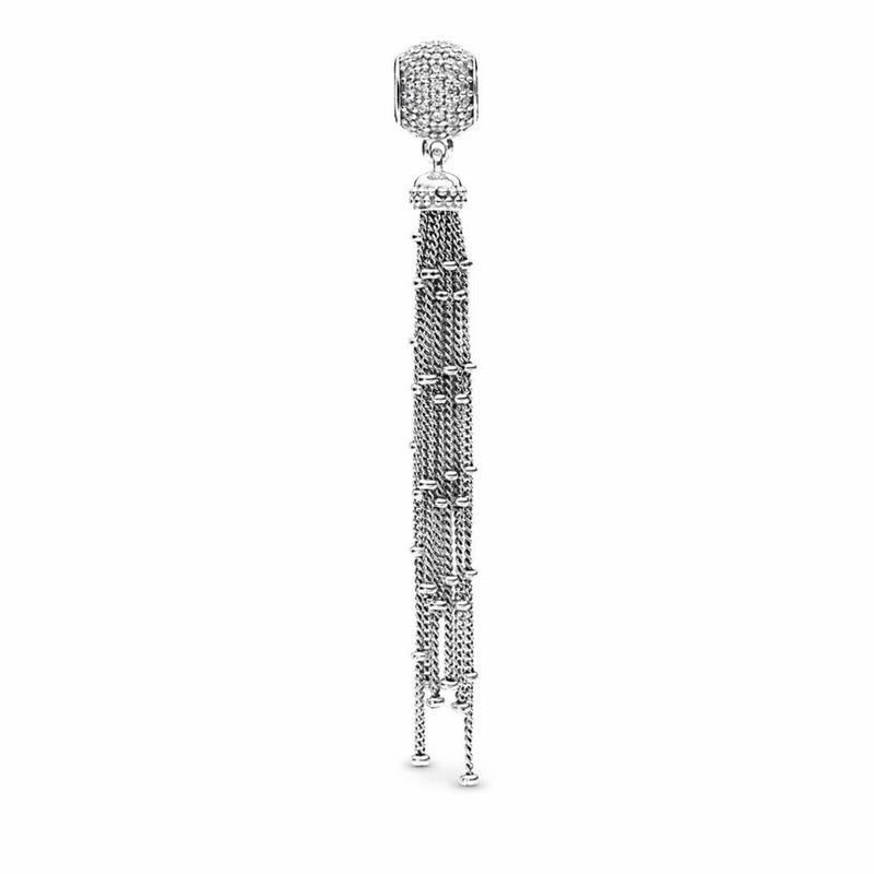 Pandora Enchanted Tassel Pendant Charm - Sterling Silver/Cubic Zirconia - Canada | DZ3958OC